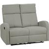 Totò Piccinni Divano Relax 2 POSTI EUREKA, Reclinabile Manuale con Maniglia Laterale, Imbottitura Ergonomica, Struttura in Legno (Tessuto Grigio Chiaro New)