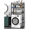 ELZEM Scaffale Portaoggetti per Lavatrice Salvaspazio per Bagno,Materiale In Acciaio al Carbonio Di Alta Qualità con Forte Capacità Portante Impermeabile e Antiruggine Due Colori Disponibili Black,168CM