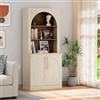 UEV Credenza Alta da Cucina a Design Arco con 2 Ante, Armadi Combinati Flessibili per Soggiorno con Fermoporta Magnetici, Set di Credenze Cucina Durevole e Solide, 80 x 39,5 x 178 cm, Beige