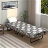 COSTWAY Brandina Pieghevole con Ruote Girevoli, con Materasso in Memory Foam, Lettino Pieghevole a Doghe 190x80 cm, Salvaspazio, Carico Massimo 130 kg