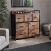 Vida Designs Chorley, cassettiera con 7 cassetti, in tessuto, con piano in legno, struttura in metallo e maniglie, ideale per camera da letto, soggiorno, cameretta dei bambini, marrone rustico