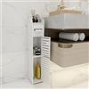 HUOLE Mobiletto portaoggetti per WC, supporto per carta igienica, colonna, armadio da bagno, armadio, mensola regolabile, gambe resistenti all'acqua, piccoli spazi