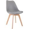 CLP Sedia da Pranzo Linares Plastic I Tessuto I Velluto I Corda I Aspetto Pelle I Poltrona con Struttura in Legno, Colore:Grigio, Materiale:Plastica