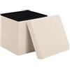 WOLTU Pouf Contenitore Quadrato, Poggiapiedi Divano Pieghevole, in Tessuto Teddy e MDF, per Ingresso, Soggiorno, Camera da Letto, 38x38x37 cm, Beige