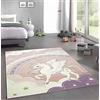 CARPETIA Tappeti da Gioco Tappeto per Bambini dal Design Cielo Nuvola Arcobaleno ed Unicorno in Rosa Crema Größe 80x150 cm