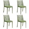 HOUSE COLLECTION, SEDIE MATRIX IN POLIPROPILENE, SENZA BRACCIOLI,DESIGN IMPILABILE, COLORE VERDE PINO (BCA202x4)