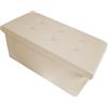 Home Tresor - Pouf Contenitore, Pouffe Poggiapiedi in Ecopelle Impermeabile, Seduta Imbottita, Sgabello Pieghevole, (HxLxP) 38X76X38 cm, Panna