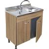 Arredobagnoecucine Mobile sottolavello rovere, 2 ante completo di lavello inox cm.100, vasca a dx