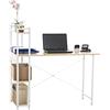 CLP Scrittoio Poe Look Industriale I Scrivania Stile Rustico con Ripiano Estraibile Realizzato a Mano I Scrittoio Studio con Mensole, Colore:Acero