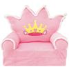 Guniata Sedia per bambini, comodo divano letto per bambini, pieghevole, poltrona lounge leggera, divano portatile per bambini di età compresa tra 1 e 4 anni (corona in pelliccia rosa)