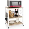 GIANTEX Carrello da Cucina a 3 Livelli con Ripiani Regolabili, Carrello Portaoggetti con 10 Ganci Rimovibili, per Supporto per Microonde, per Cucina e Sala da Pranzo, 60 x 40 x 73 cm (Beige)