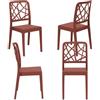 REDÒKASA Set 4 sedie in polipropilene PENELOPE, MADE IN ITALY, impilabile, resistente ai raggi UV, design moderno, per sala da pranzo, cucina, sala d'attesa, bar, ristoranti o giardino (Rosso Mattone, 4)