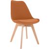 CLP Sedia da pranzo Linares Plastic I Tessuto I Velluto I Corda I Aspetto pelle I Poltrona con struttura in legno, Colore:arancione, Materiale:Stoffa