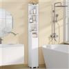 Fobyfurny Mobile da Bagno, Mobiletto Bagno Salvaspazio, Design a Doppia Zona Aperta e Chiusa, Ripiani Regolabili, 20 x 20 x 177 cm, Bianco FFBC012PW1