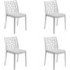 HOUSE COLLECTION, SEDIE MATRIX IN POLIPROPILENE, SENZA BRACCIOLI, DESIGN IMPILABILE, COLORE BIANCO (BCA156X4)