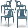 REDÒKASA Set 4 sedie in polipropilene modello ALBA, impilabile, idrorepellente, resistente ai raggi UV, design moderno per sala da pranzo, cucina, sala d'attesa, bar, ristoranti, giardino (4, Verde Petrolio)