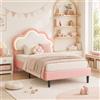 JiaOyu Letto singolo 90x200 cm, letto per bambini con illuminazione a LED, letto da principessa letto per bambine con Testiera a Forma di Nuvola, senza materasso