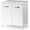 REDÒKASA Base per cucina componibile da 80 cm con anta, realizzata in legno 100% MADE IN ITALY (Bianco con ante Bianco Frassino)