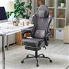 Suusolny Sedia da gioco con massaggio vibrante e poggiapiedi, ergonomica, con cuscino, braccioli, sedia da ufficio, altezza fino a 135 kg, colore nero, grigio lilla, superficie PU