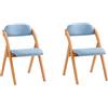SoBuy Sedia Pieghevole in Legno Set da 2 Poltrona Imbottita da Cucina, Sedie da Interno per Ufficio, Balcone, Giardino - Sedie Pieghevoli Salvaspazio Richiudibili in Faggio, Blu FST92-BLx2