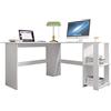 SogesPower Scrivania ad L, Scrivania per Ufficio, Scrivania per Computer e Postazione di Lavoro a Forma di L, Grande scrivania Angolare con due Ripiani per PC, Laptop, Studio, Gaming,Bianco