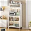 YOIZO Mobile Cucina Dispensa Bianco 36x66x162cm, con Porte e Ripiani, Mobiletto Cucina Salvaspazio a 5 Livelli, Piedini Regolabili (Bianco, 66cm)