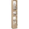 WOLTU Libreria Verticale Autoportante, Scaffale Salvaspazio, Libreria Stretta e Alta, con 2 Cassetti, 6 Ripiani Aperti e 1 Scomparto con Anta, in Legno, Rovere Chiaro, SK042hei