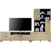 AVANTI TRENDSTORE - Cairate - Moderna parete da soggiorno in legno laminato in stile quercia artigianale e nero, perfetta per ogni salotto. Dimensioni LAP ca. 300x199x38cm