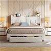 HYTKKBD Letto Matrimoniale con Contenitore, 160x200 cm, Letto Matrimoniale Imbottito con USB e LED, Letto Funzionale con testiera Contenitore, con 2 Cassetti, Rete a Doghe
