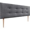 DHOME Testiera in Similpelle o Tessuto AQUALINE Pro con 2 file di bottoni e gambe Testiera imbottita Letto di Lusso (Tessuto Grigio Cenere, 150x105cm (Letti 150/160))