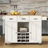 NADEUSAK Carrello da cucina, rimovibile con piano di lavoro, porta asciugamani, portaspezie, divisori regolabili, armadio a buffet, mobile da cucina, piano con venature di legno, bianco
