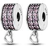 Parmuz in Argento Sterling 925 Clip charm Compatibile con Bracciale e Collane Spacer Ciondoli di perline ferma per braccialetti con ciondoli Regalo di gioielli per donna