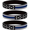 Sainstone Thin Blue Line American Flag Police Bracelet - Blue Lives Matter Silicone Rubber Band Set - Support Law Enforcement for Policeman's Prayer Gifts for Police Officers Cops
