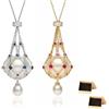ELDEMA Ciondolo lavalier con perle e pietre preziose, Collana con gabbia di perle in argento sterling 925, Collane con ciondolo con perle naturali in zirconi, Collana con porta perle in rete (2 pezzi)