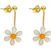 Argenteria MB Orecchini con Pendente Margherita in Argento Sterling 925 Placcato Oro con Dettagli Smaltati a Mano Oro