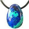 Steinfixx® - Esclusiva collana con crisocollo azurite malachite con chiusura in argento 925 a forma di goccia, 45 cm, azzurrite Malachite Crisocolla Collana con cordoncino in cotone Chiusura in