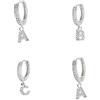 Cavaliere Gioielli Orecchino a Cerchio con Iniziale in Argento 925 Zirconata Donna Ragazza Pendente Mono (Lettera I)