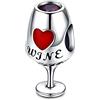 Teleye Braccialetto Charm Bead Bicchiere da vino Charm fai da te Argento sterling 925 Adatto per collana Bracciale Pandora, Braccialetto europeo