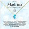 Bramart Collana Madrina Pietra Acquamarina Regali per lei Idea Regalo per madrine Argento Oro Natale Compleanno Motivazionale - Cofanetto con DEDICA incluso (Pietra Acquamarina Madrina oro)