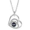 lorajewel Collana Personalizzata con Foto da Donna - Ciondolo Cuore Proiezione - Regali per Donne Festa della mamma San Valentino Natale (B-argento)