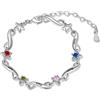 lorajewel Braccialetto Infinito Argento Personalizzato con Nomi e Ciondoli di Pietra del Parto Simulati Braccialetti Regolabili per Donne Regali Personalizzati per Ragazze (4 Nomi)
