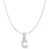 gioiellitaly Ciondolo lettera in argento 925 con catenina veneziana 45 cm iniziale cm 1,1 circa con pietre zirconi bianchi gioiello donna ragazza elegante (C)