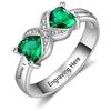 Generic Anello da donna Anello personalizzato in argento 925 con pietra preziosa e nome, cuore in zirconia cubica, gioiello da donna, regalo di Natale, festa della mamma, compleanno. (Argento, 11.5)