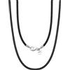 Mesnt Collana Catena Donna, Collana in Corda di Cuoio in 925 Argento per Donne Nero, Lunghezza 45cm