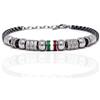 amorili Bracciale Uomo Acciaio Inossidabile Bandiera Italiana - Gioiello Made in Italy fino a 24 cm - Idea Regalo Patriottica Elegante