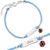 Sakrami Bracciale Argento 925 Bimbo Cordoncino Azzurro Pallone da Calcio Piastrina Incidibile Kids Collection + Confezione Regalo Personalizzata - Braccialetto per Nascita Comunione o Battesimo