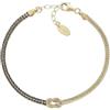 Amen Bracciale da Donna Collezione Nodo d'Amore. Gioiello Realizzato in Argento 925 di Colore Oro e zirconi Neri. Lunghezza: 16 + 3 cm. La referenza è BRNOAMGNZ16