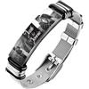 lorajewel Braccialetto in acciaio inossidabile personalizzato,Con foto e testo Braccialetto da uomo 20.5-22 cm Regali al San Valentino di Natale per la festa del papà (BA-3)