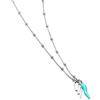 Remo Gammella Collana Donna Cornetto Turchese Portafortuna e Fulmine Argento 925 bagnato in Oro Bianco, collana con portafortuna pendente. Lunghezza 42-45 cm (Turchese)