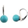 gioiellitaly Orecchini monachella pendenti pallina turchese sfera grande 10mm chiusura argento 925 rodiato gioiello artigianale orecchini donna ragazza